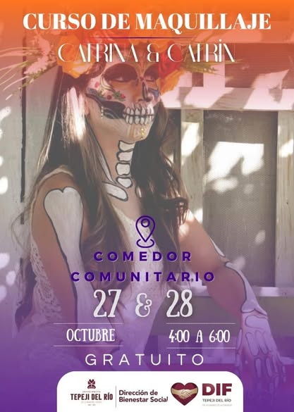 DIF Tepeji te invita al curso de maquillaje de Catrina y Catrín