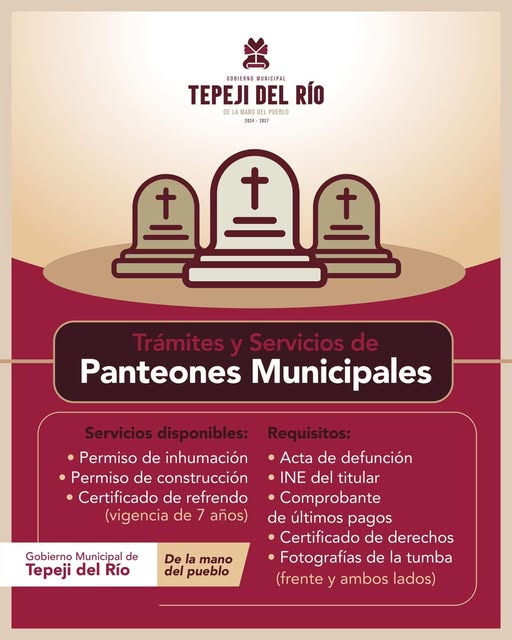 Conoce los servicios que ofrece en gobierno de Tepeji en los panteones municipales