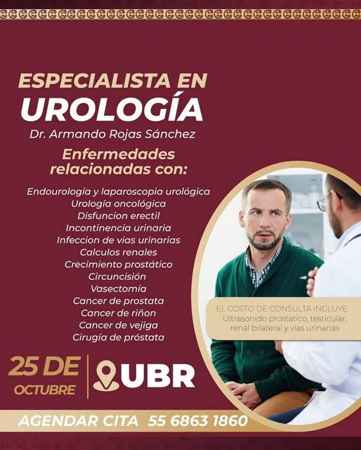 La UBR de Atotonilco de Tula contará con la presencia de un especialista en urología