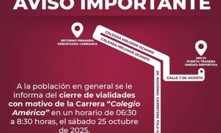 Cerrarán vialidades en Tula de Allende por carrera atlética