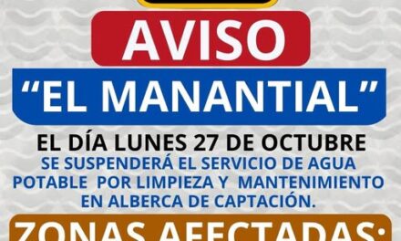 Suspenden servicio de agua potable por trabajos de mantenimiento en «el manantial» de Tianguistengo