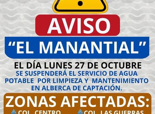 Suspenden servicio de agua potable por trabajos de mantenimiento en «el manantial» de Tianguistengo
