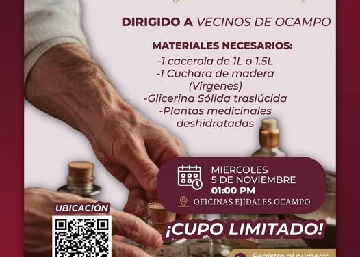 Invitan a los 𝘃𝗲𝗰𝗶𝗻𝗼𝘀 𝗱𝗲 𝗢𝗰𝗮𝗺𝗽𝗼 a participar en el 𝗧𝗮𝗹𝗹𝗲𝗿 𝗱𝗲 𝗛𝗲𝗿𝗯𝗼𝗹𝗮𝗿𝗶𝗮 𝗡𝗮𝘁𝘂𝗿𝗮𝗹 𝗲𝗻 𝗕𝗮𝗿𝗿𝗮