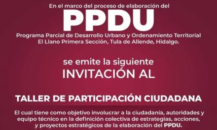 Se llevará a cabo un Taller de Participación Ciudadana en Tula de Allende