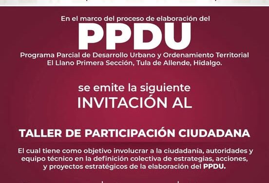 Se llevará a cabo un Taller de Participación Ciudadana en Tula de Allende