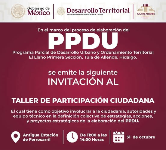 Se llevará a cabo un Taller de Participación Ciudadana en Tula de Allende