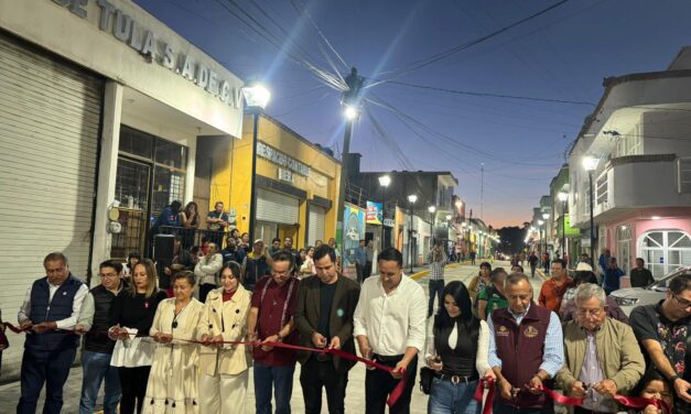 Inaugura el presidente Cristhian Martínez la calle Moctezuma y Heroico Colegio Militar, una obra que transforma el corazón de Tula