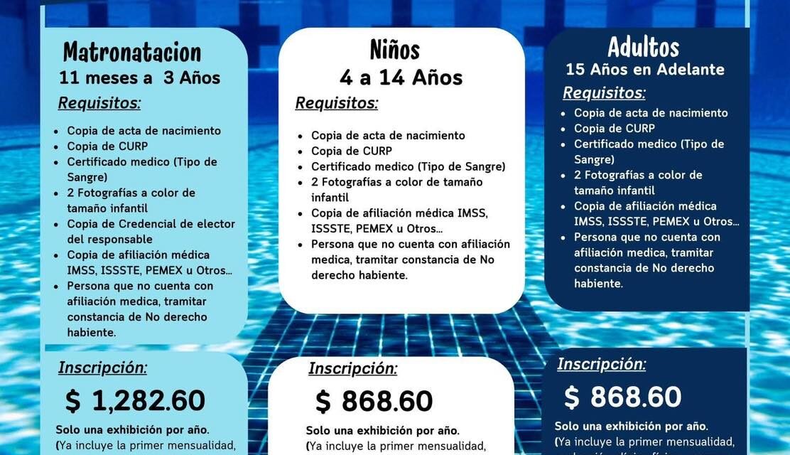 Toma clases de natación en el Centro Acuático Tepexic
