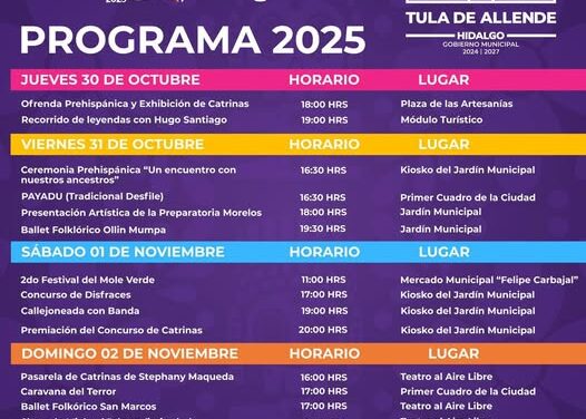 Hoy inicia el Festival de día de Muertos 2025 en Tula de Allende