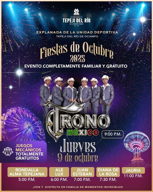 No tepierdas la presentación de El Trono de México en las Fiesta de Octubre Tepeji 2025