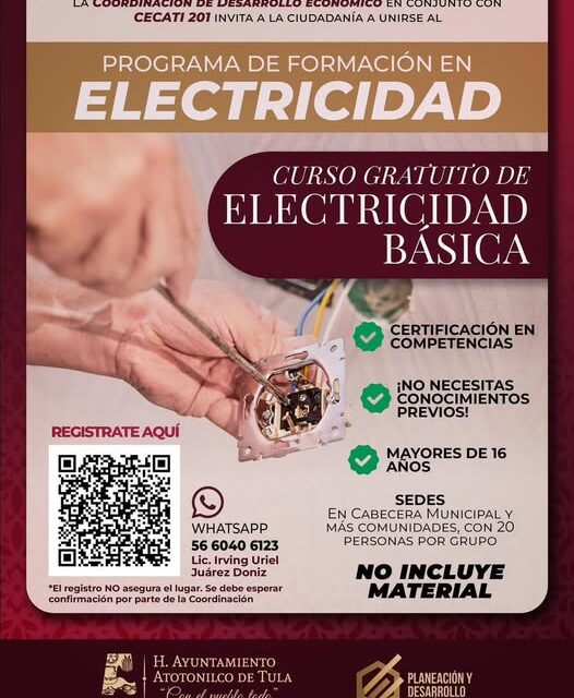 𝗖𝘂𝗿𝘀𝗼 𝗴𝗿𝗮𝘁𝘂𝗶𝘁𝗼 𝗱𝗲 𝗘𝗹𝗲𝗰𝘁𝗿𝗶𝗰𝗶𝗱𝗮𝗱 𝗕𝗮́𝘀𝗶𝗰𝗮 en Atotonilco de Tula