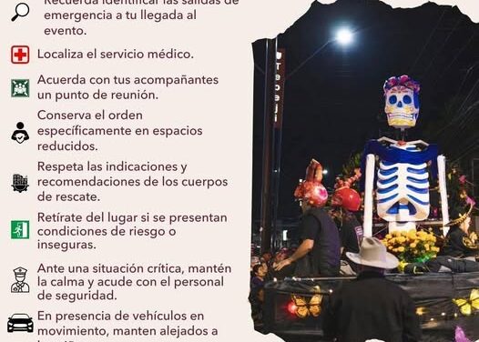Si vas a asistir al #DesfileDeCatrinas, La Unidad Municipal de Protección Civil y Bomberos Tepeji del Río, te brinda las siguientes recomendaciones de seguridad