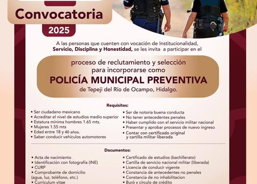 Forma parte de la Policía Municipal de Tepeji del Río