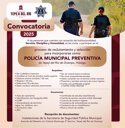Forma parte de la Policía Municipal de Tepeji del Río