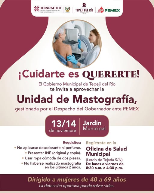 La Unidad de Mastografía estará en Tepeji del Río