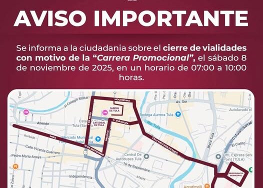 Cerrarán vialidades en Tula por carrera promocional