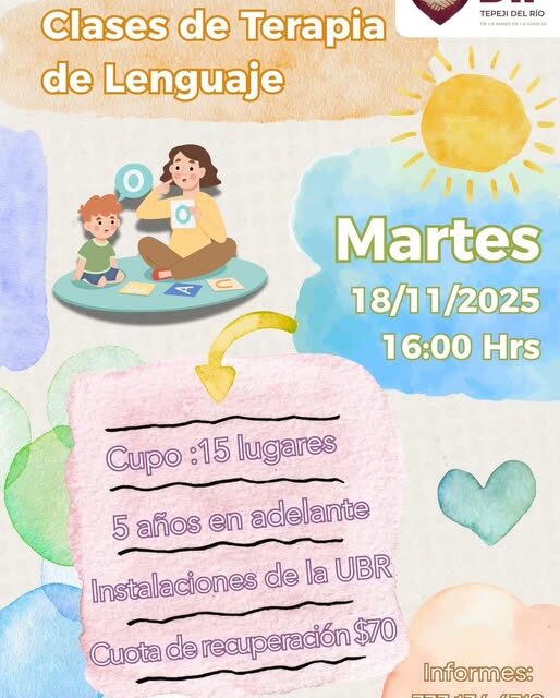 DIF Tepeji te invita a participar en las clases de terapia de lenguaje
