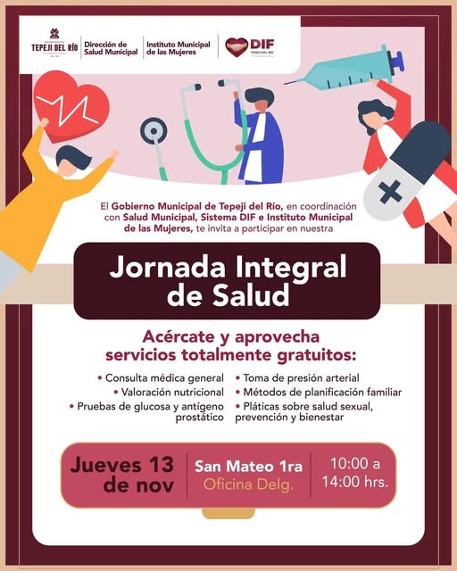Mañana jueves habrá Jornada Integral de la Salud en San Mateo