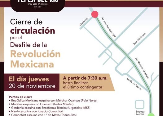Habrá cierres a la circulación por desfile en Tepeji