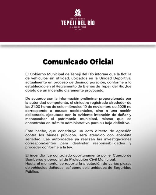 Comunicado del Gobierno Municipal de Tepeji del Río