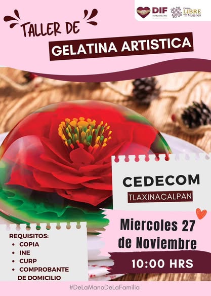 DIF Tepeji te invita a participar en el Taller de Gelatinas Artísticas