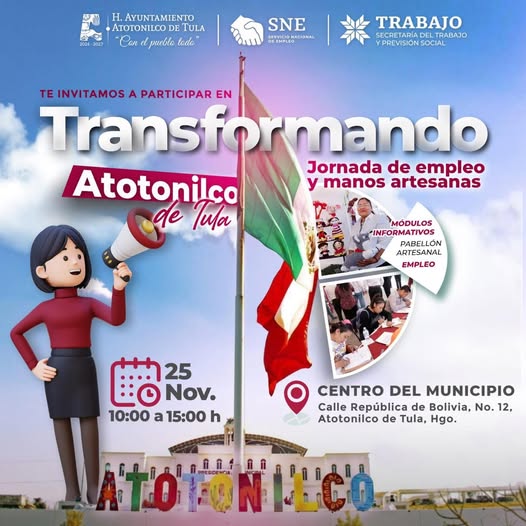 Habrá Jornada de Empleo y Manos Artesanas en Atotonilco de Tula
