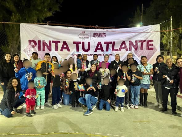 Familias de la colonia El Huerto participan en la actividad «Pinta tu atlante»