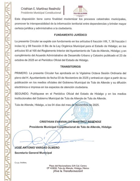 Gobierno de Tula de Allende simplifica trámites en materia catastral y desarrollo urbano