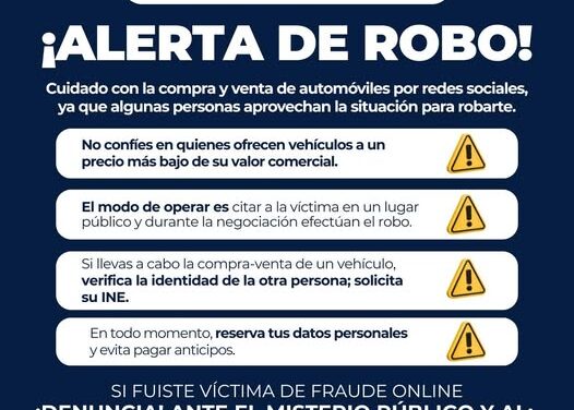 Seguridad Pública de Tula emite recomendaciones para la compra y venta de vehículos a través de las redes sociales