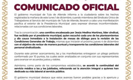 Comunicado Gobierno Municipal de Tula de Allende