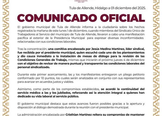 Comunicado Gobierno Municipal de Tula de Allende