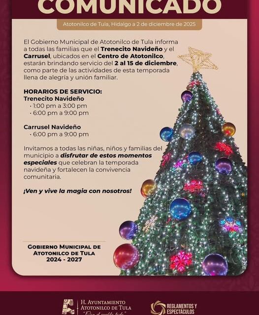 Disfruta del Trenecito Navideño y El Carrucel en Atotonilco de Tula