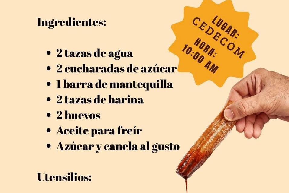DIF Tepeji invita a al Taller de Elaboración de Churros