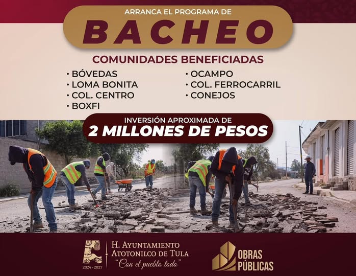 Inicia programa de bacheo en Atotonilco de Tula