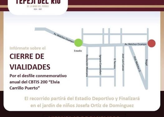 Cerrarán vialidades por desfile en Tepeji del Río