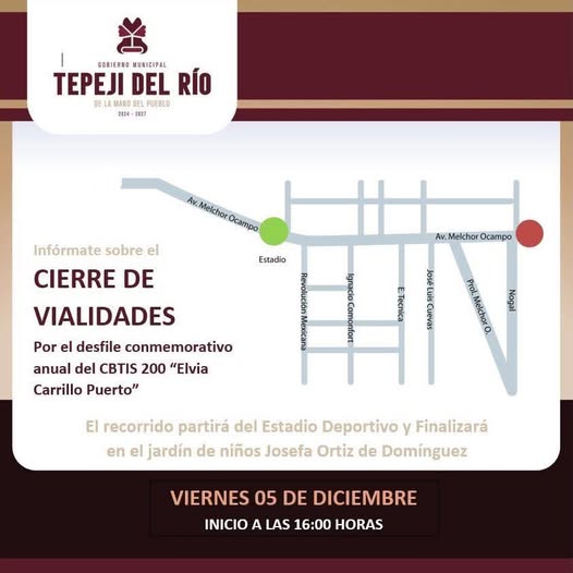 Cerrarán vialidades por desfile en Tepeji del Río