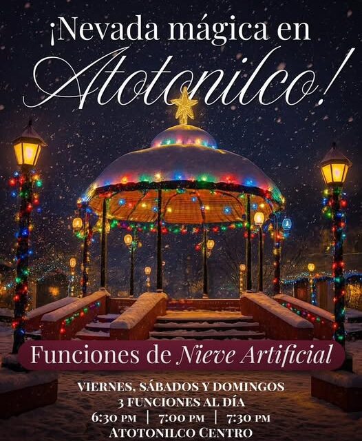 La magia de invierno llega a Atotonilco de Tula con funciones de Nieve Artificial