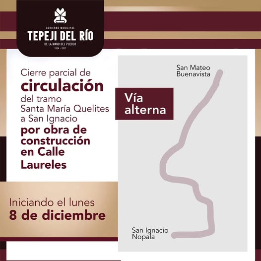 Cerrarán vialidades por obra en Tepeji del Río