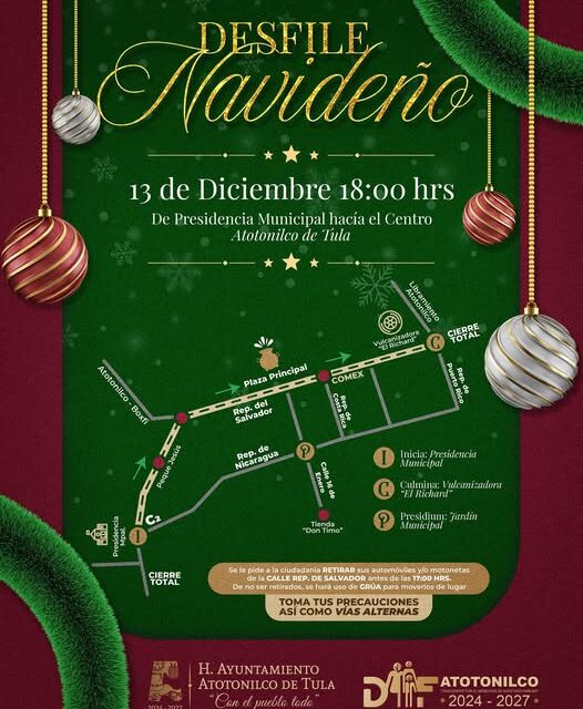 Todo listo para el Desfile Navideño en Atotonilco de Tula