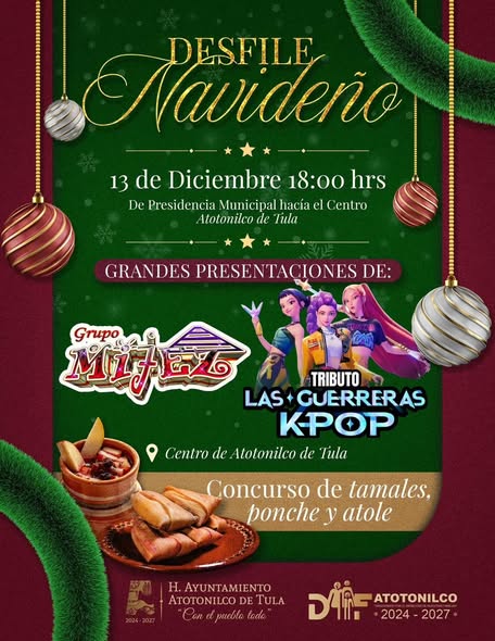 Todo listo para el desfile navideño en Atotonilco de Tula