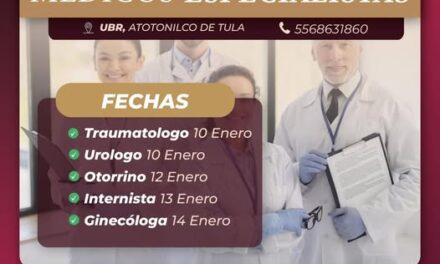 Habrá Jornada de Atención con Médicos Especialistas en Atotonilco de Tula