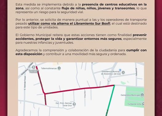 Atención habitantes de Atotonilco de Tula