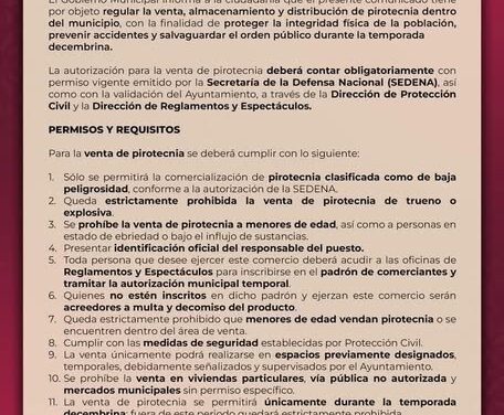 Restricciones para la venta de pirotecnia en Atotonilco de Tula
