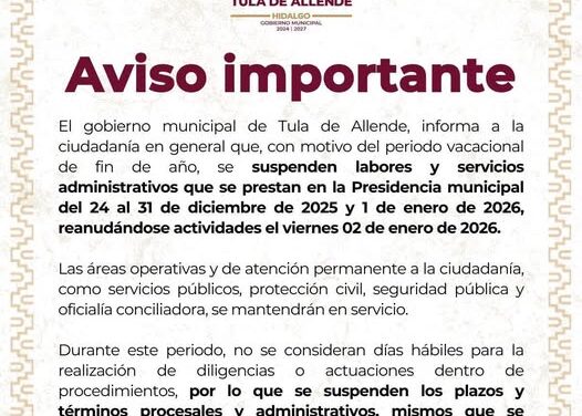 Aviso a los habitantes de Tula de Allende