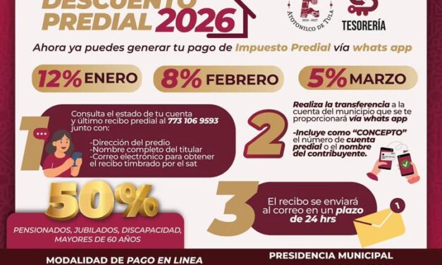 Aprovecha los descuentos en el pago del impuesto predial que el gobierno de Atotonilco de Tula tiene para ti