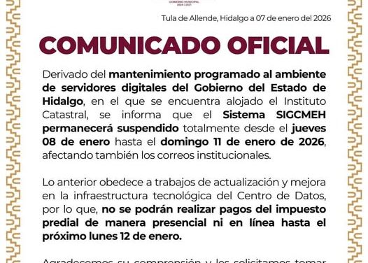 Gobierno de Tula de Allende emite el siguiente comunicado