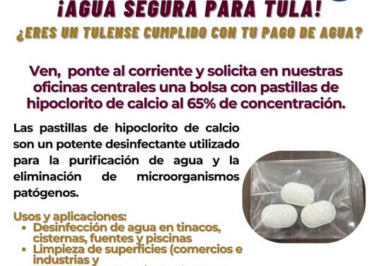 Paga tu agua y recibe hipoclorito de calcio en Tula de Allende