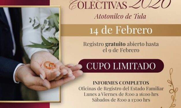 El Gobierno de Atotonilco de Tula invita a las parejas a participar en las Bodas Colectivas 2026