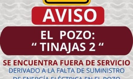 Suspenden servicio de agua potable en Taxhido y Tinajas por falta de energía eléctrica