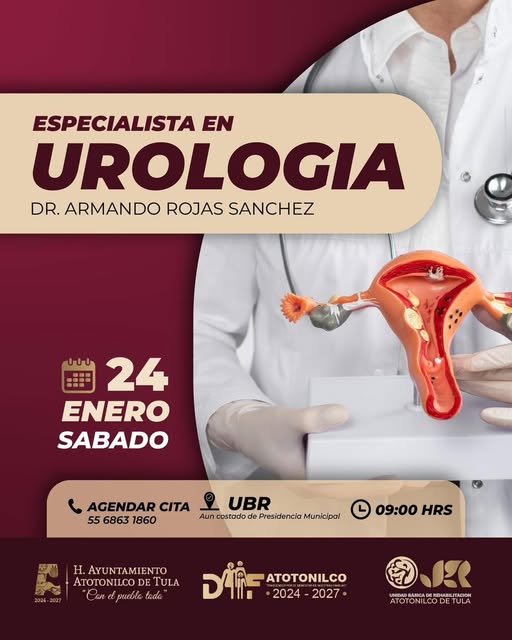 Habrá consultas con especialista en Urología en Atotonilco de Tula